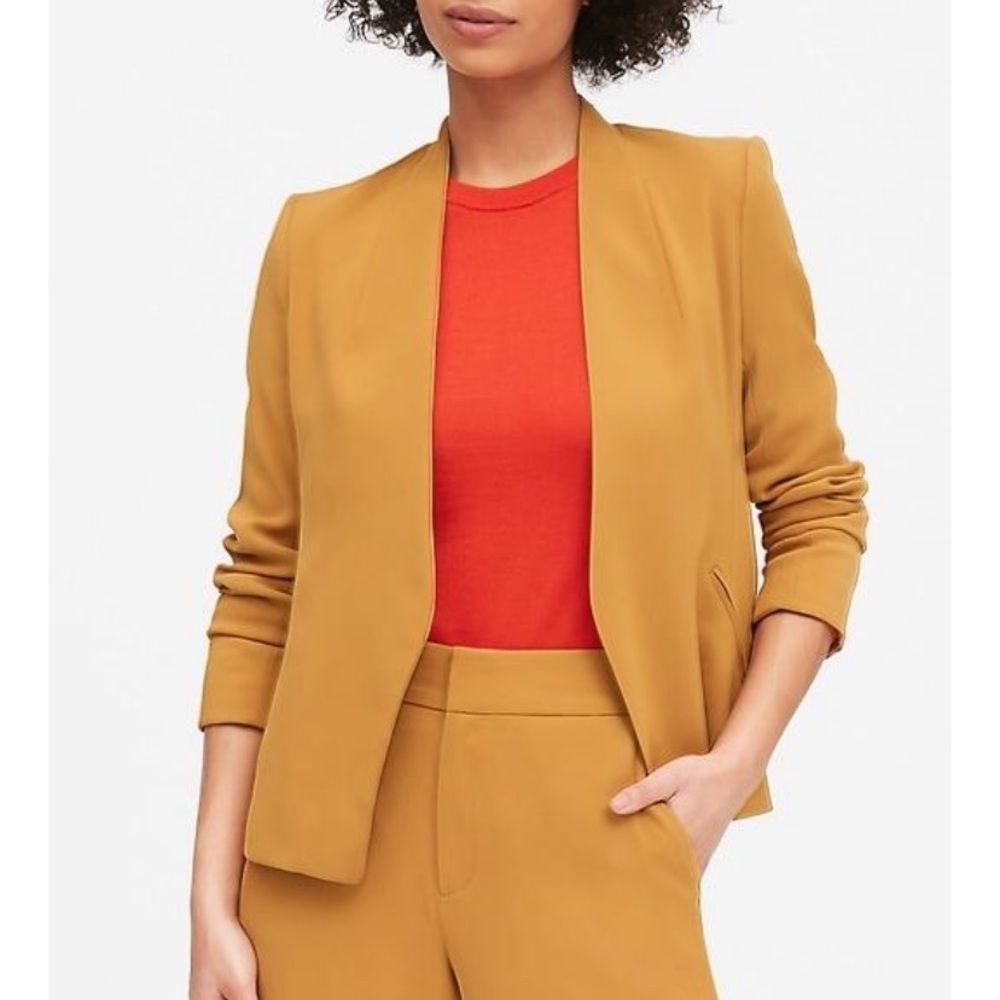 Banana Republic Collarless Blazer Mustard Yellow